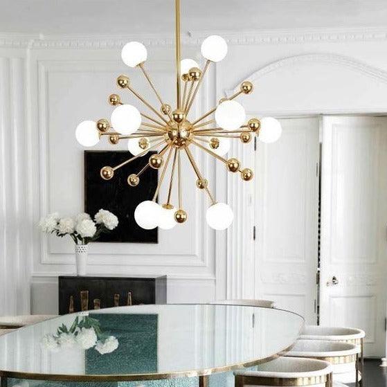 Lustra Chandelier Laiton Globe Opale - Neutralighting