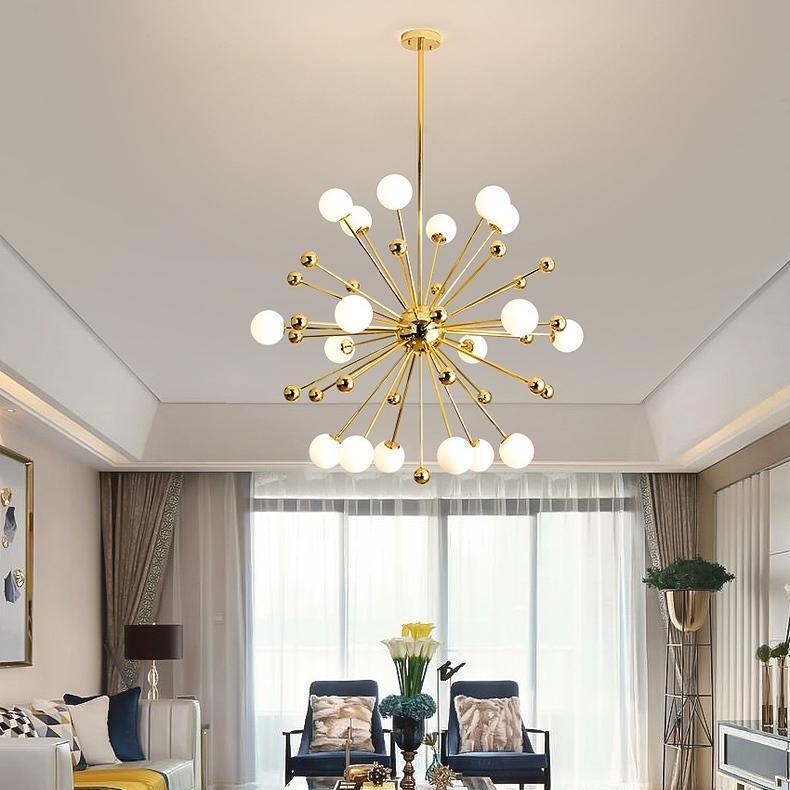 Lustra Chandelier Laiton Globe Opale - Neutralighting