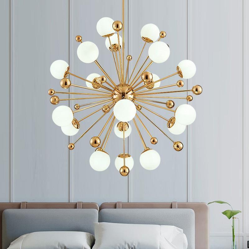 Lustra Chandelier Laiton Globe Opale - Neutralighting