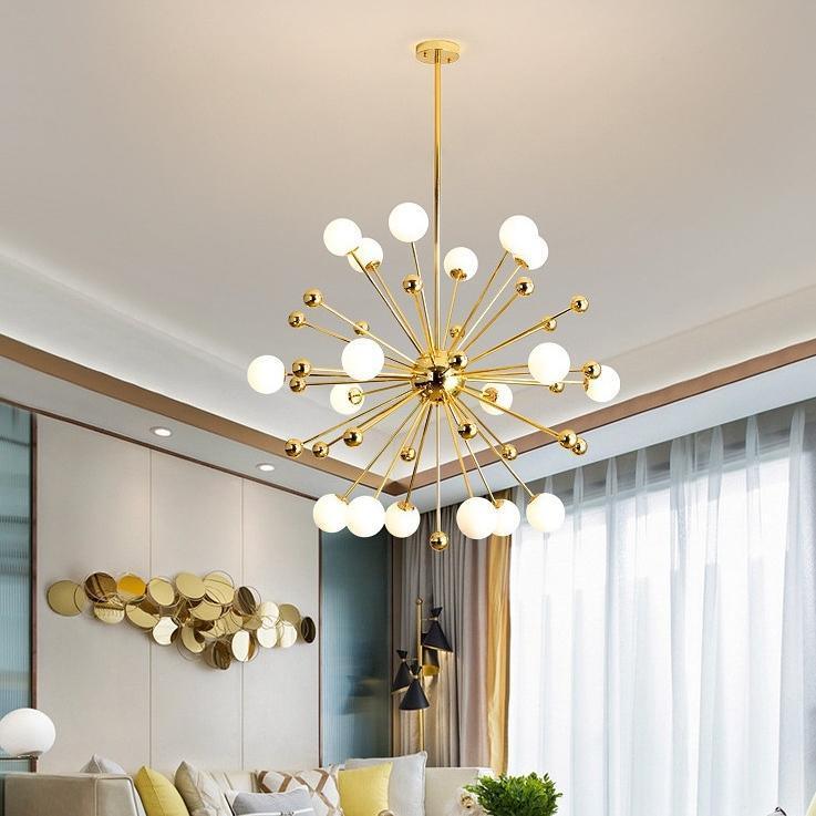 Lustra Chandelier Laiton Globe Opale - Neutralighting