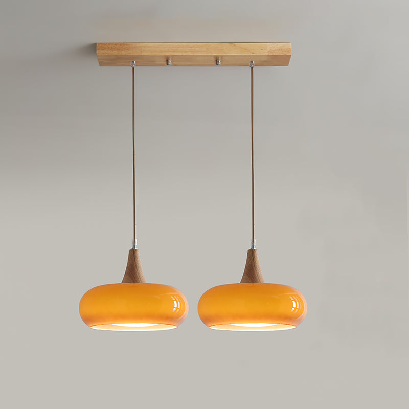 Charlotte Suspension Bois 1/2/3 Lampes - 2 Lampes - Orange
