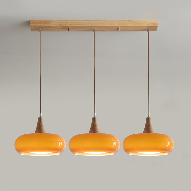 Charlotte Suspension Bois 1/2/3 Lampes - 3 Lampes - Orange