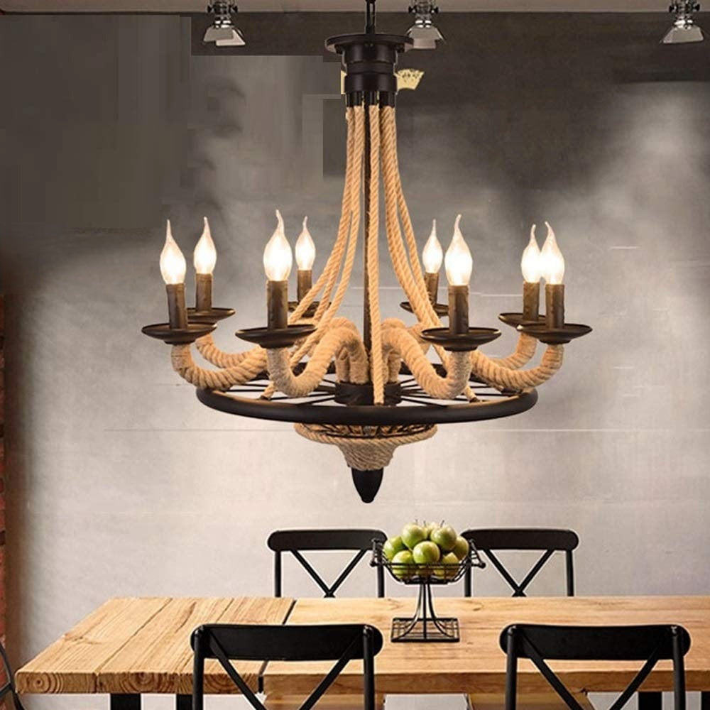 Epoch Suspension LED Vintage Métal Noir/Barre de Corde - Neutralighting