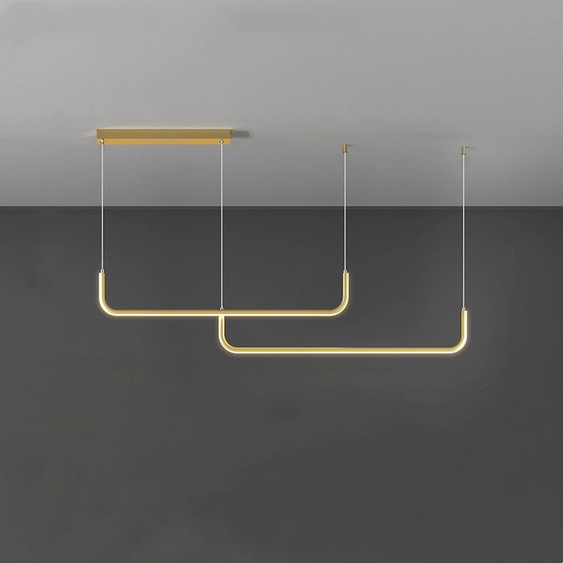 Clen Suspension Linéaire Minimaliste Or/Noir. Salon - longueur 120 cm - Cadre doré - Blanc froid