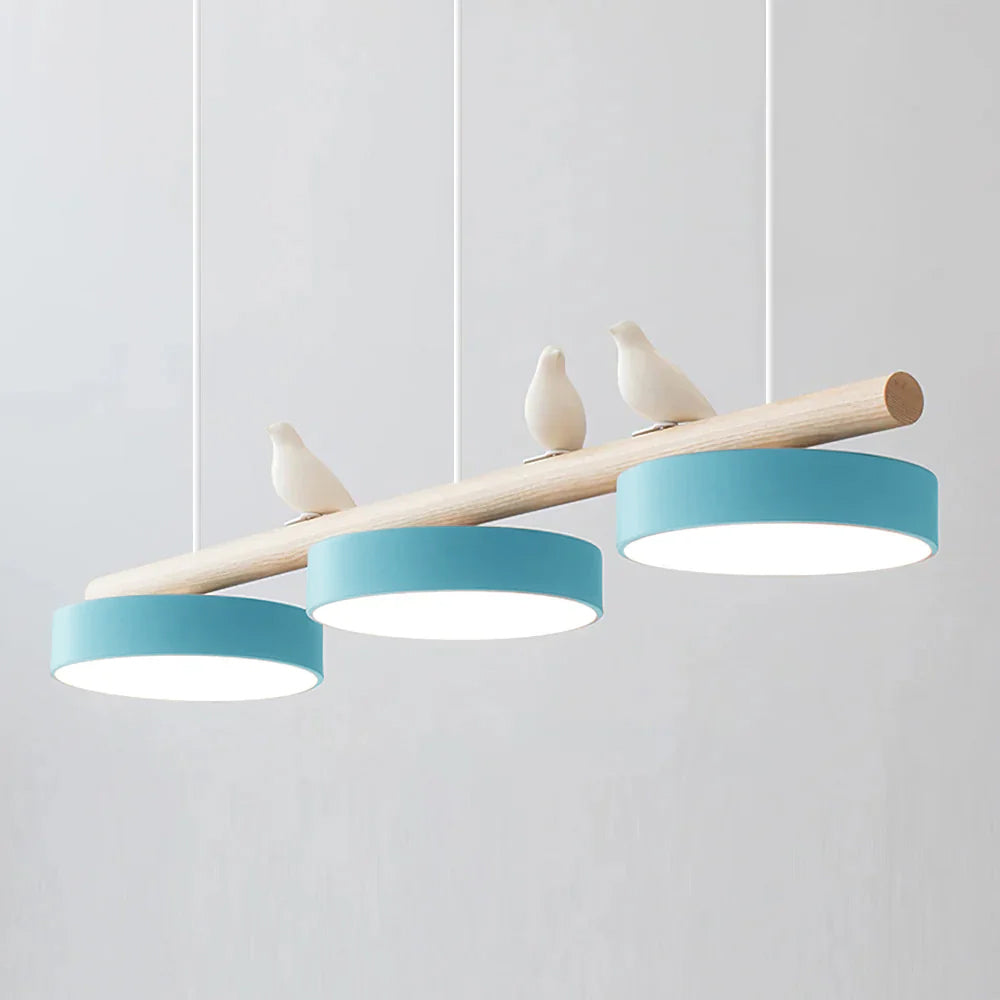 Cliff Suspension Oiseau - Câble Blanc - Bleu - Lumière Chaude