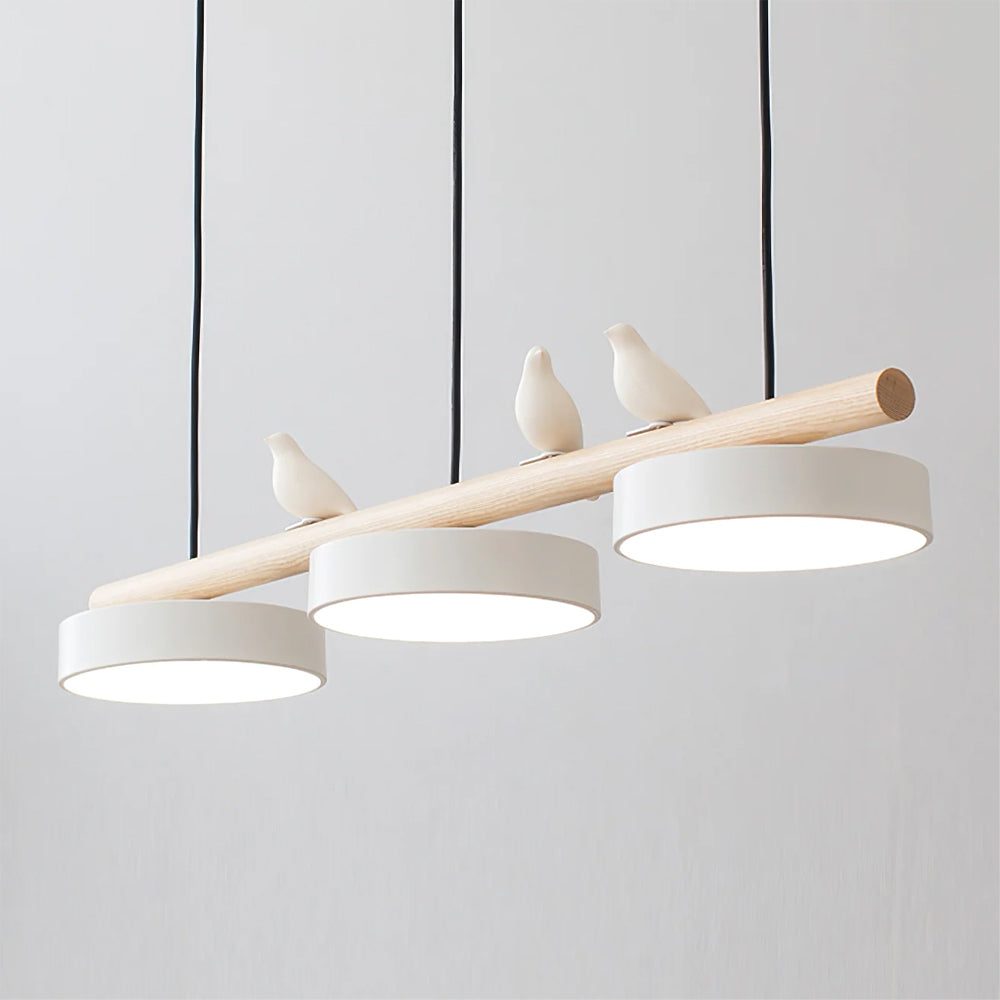 Cliff Suspension Oiseau - Câble Noir - Blanc - Lumière Chaude