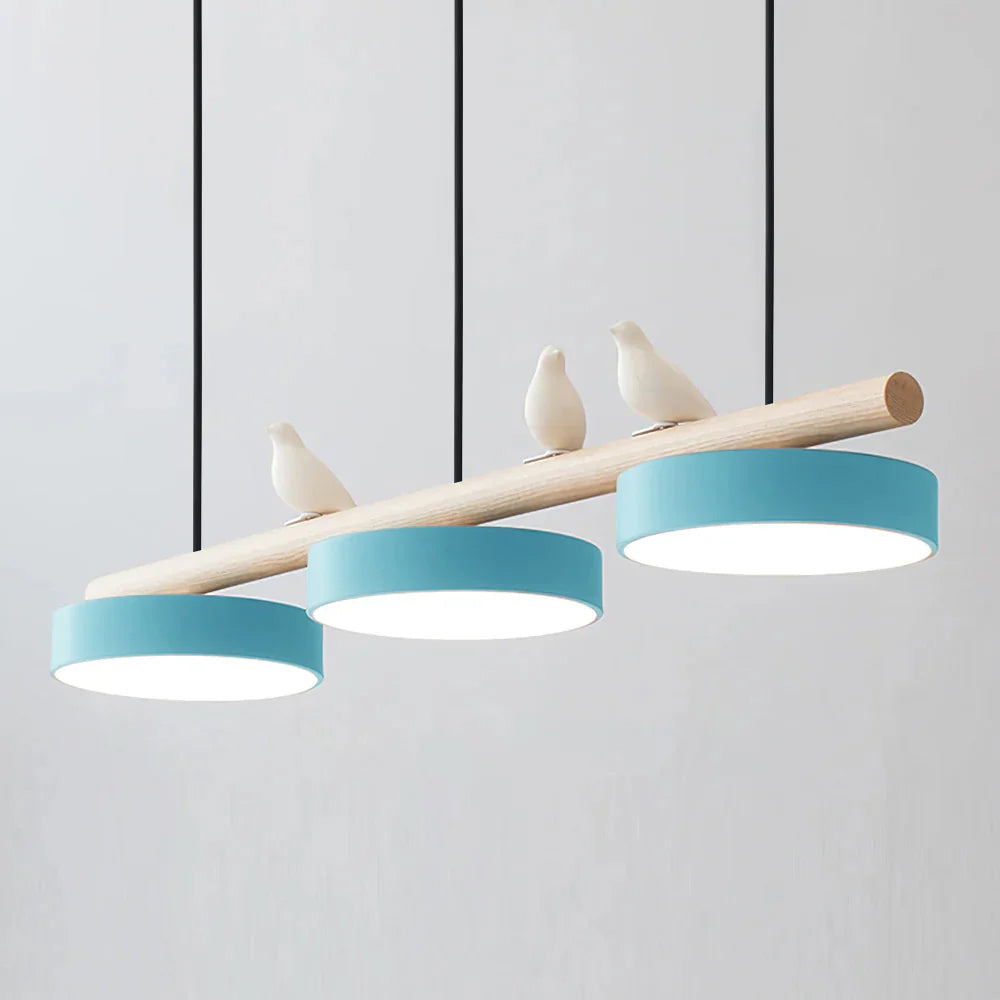 Cliff Suspension Oiseau - Câble Noir - Bleu - Lumière Chaude
