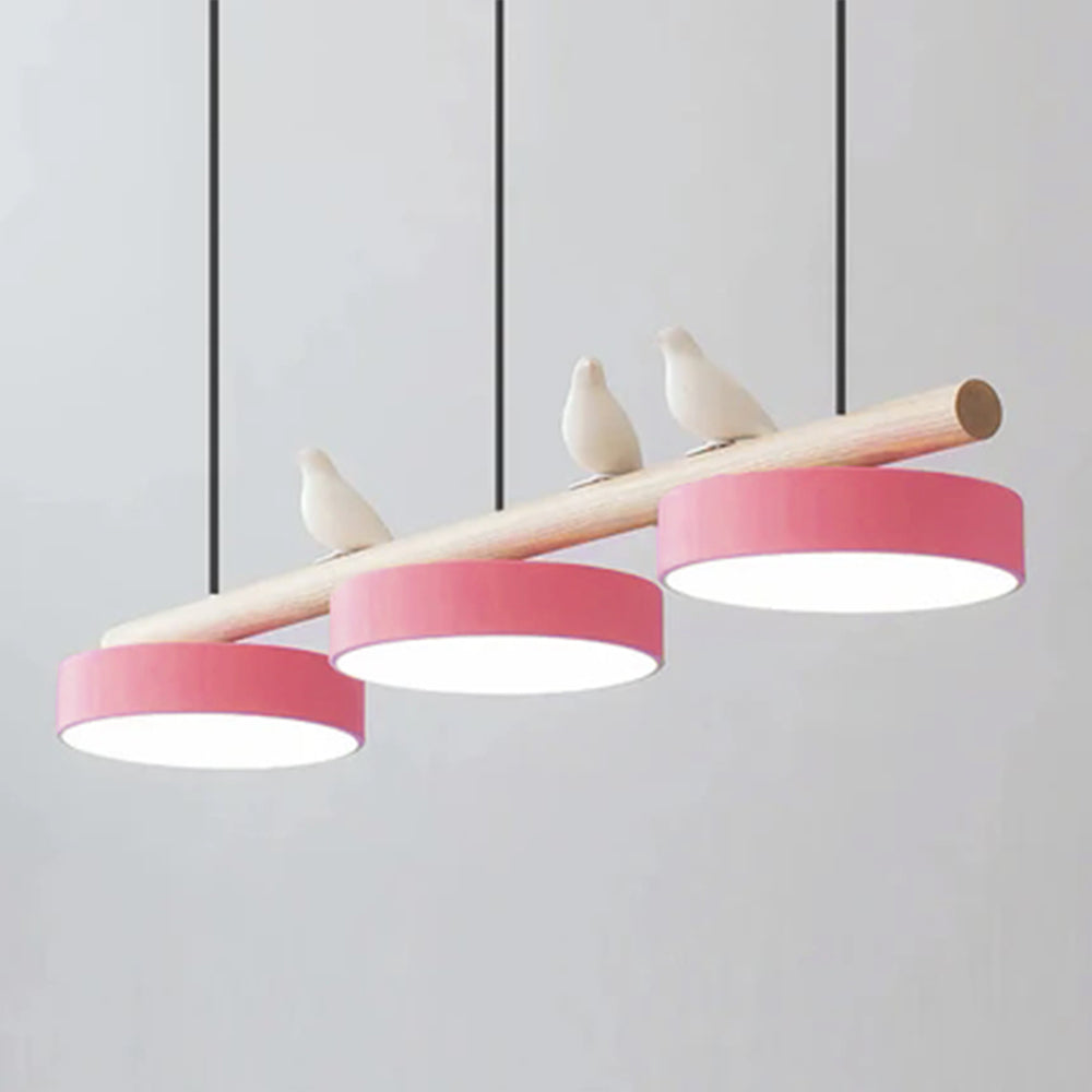 Cliff Suspension Oiseau - Câble Noir - Rose - Lumière Chaude