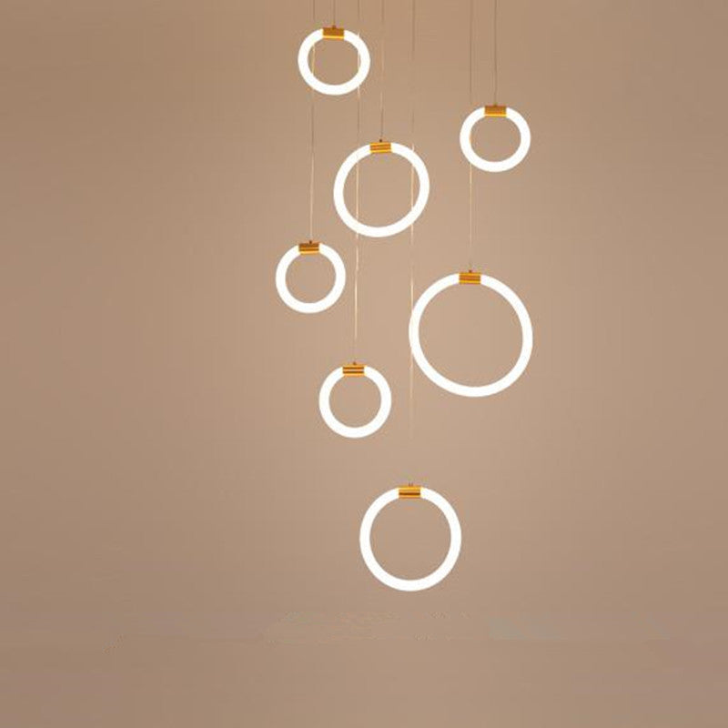 Valentina Luminaires Suspension LED Anneau Simple, Métal, Or, Salon - Neutralighting