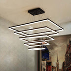 Arisha Suspension Rectangulaire Nordique, Métal/Acrylique, Noir, Chambre à Coucher/Salon - Neutralighting