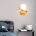 Arisha Applique Murale Globe Moderne, Métal/Verre, Noir/Or, Couloir - Neutralighting