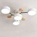 Arisha Plafonnier Rond Moderne, Métal/Bois, Blanc/Vert/Gris, Salon - Neutralighting