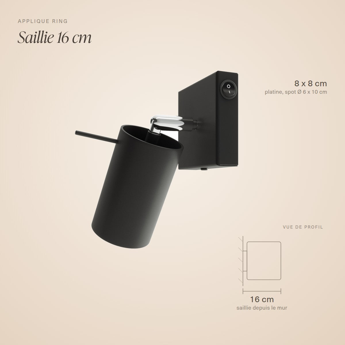 Applique murale — Spot orientable avec interrupteur, 2 coloris