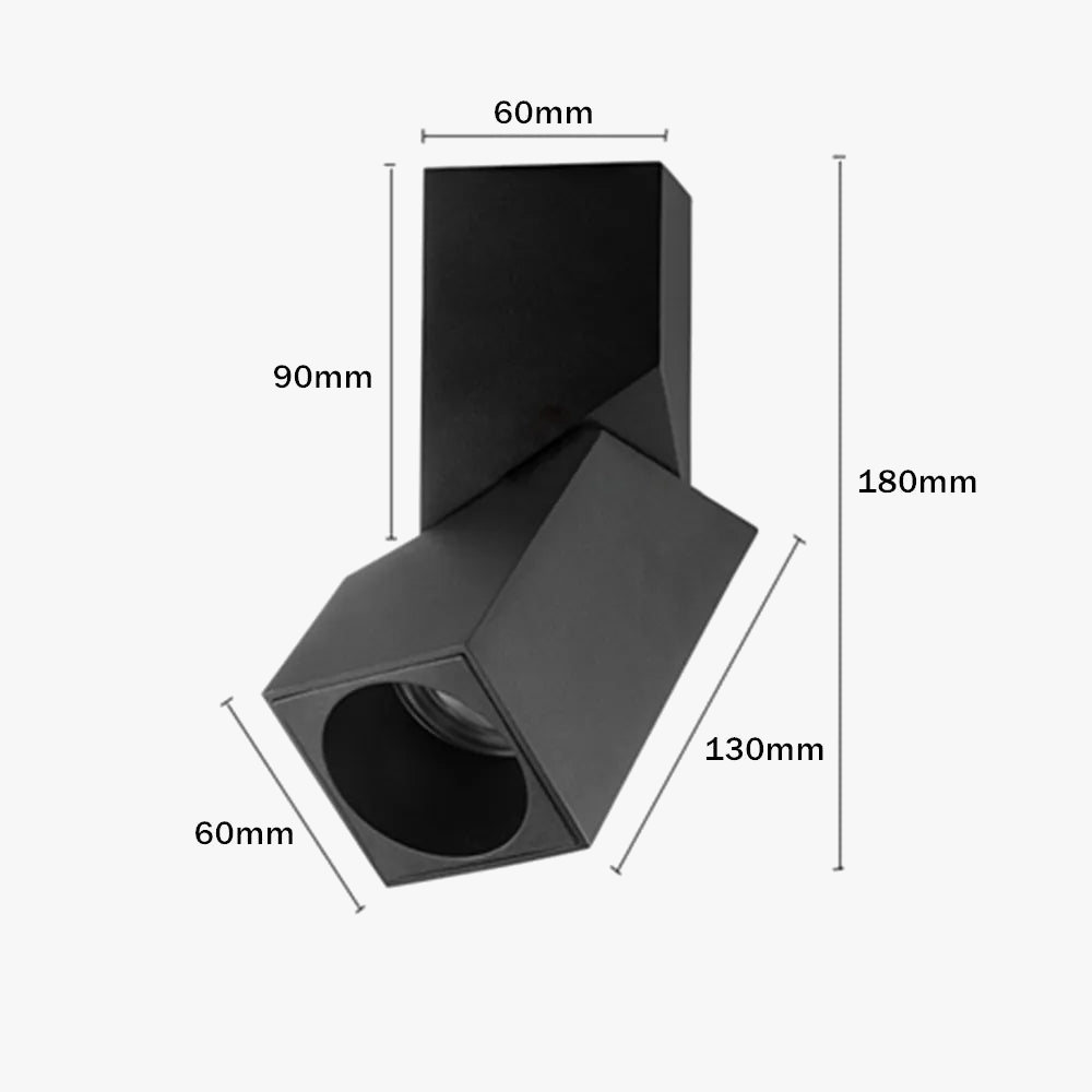 Spot downlight led surface monté intensité réglable carré éclairage Adélie Rumeur - Un Accent Géométrique Raffiné