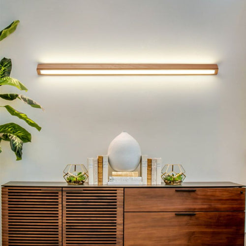 Dwyn Applique Murale Miroir Linéaire Minimaliste Bois Salon - 2