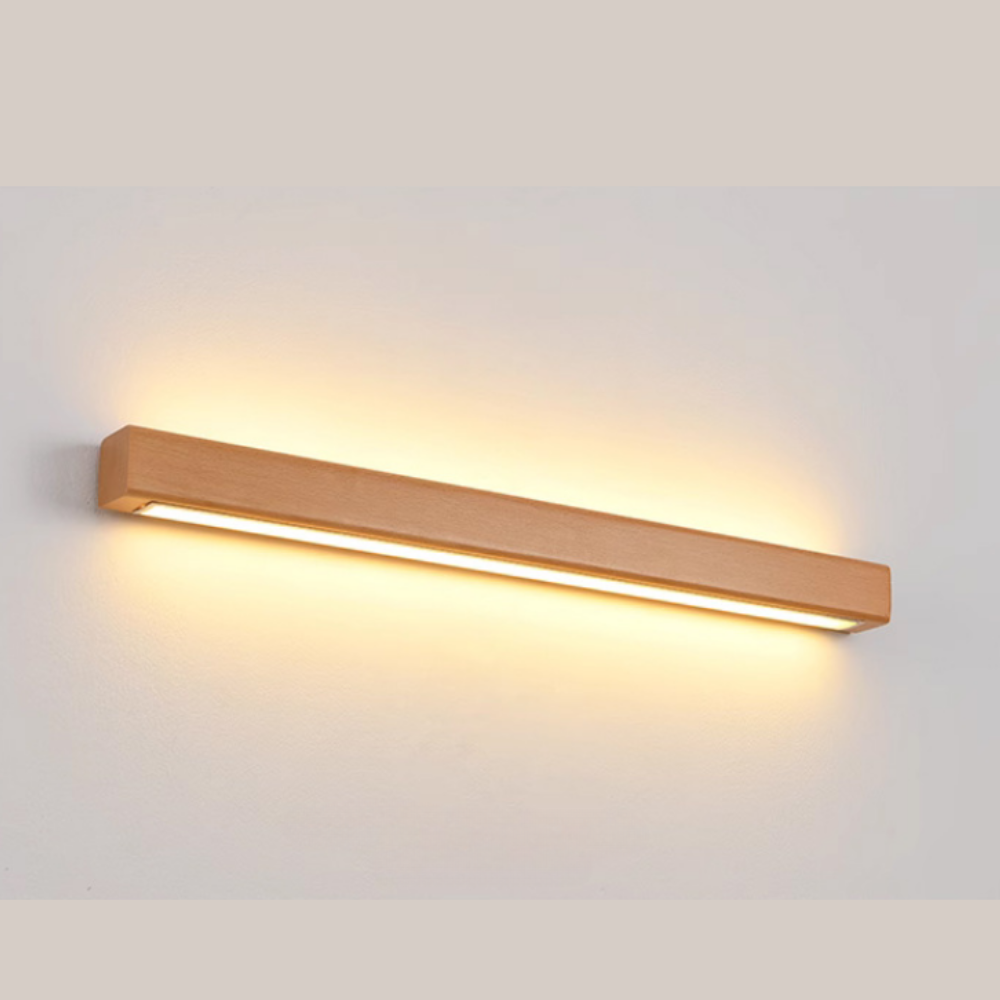 Dwyn Applique Murale Miroir Linéaire Minimaliste Bois Salon - 60 cm - 2 Lumières