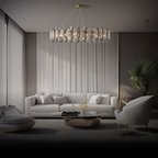 Kristy Design LED Lustre Verre/Métal Cristaux Dorés Salon/Chambre à Coucher - Neutralighting