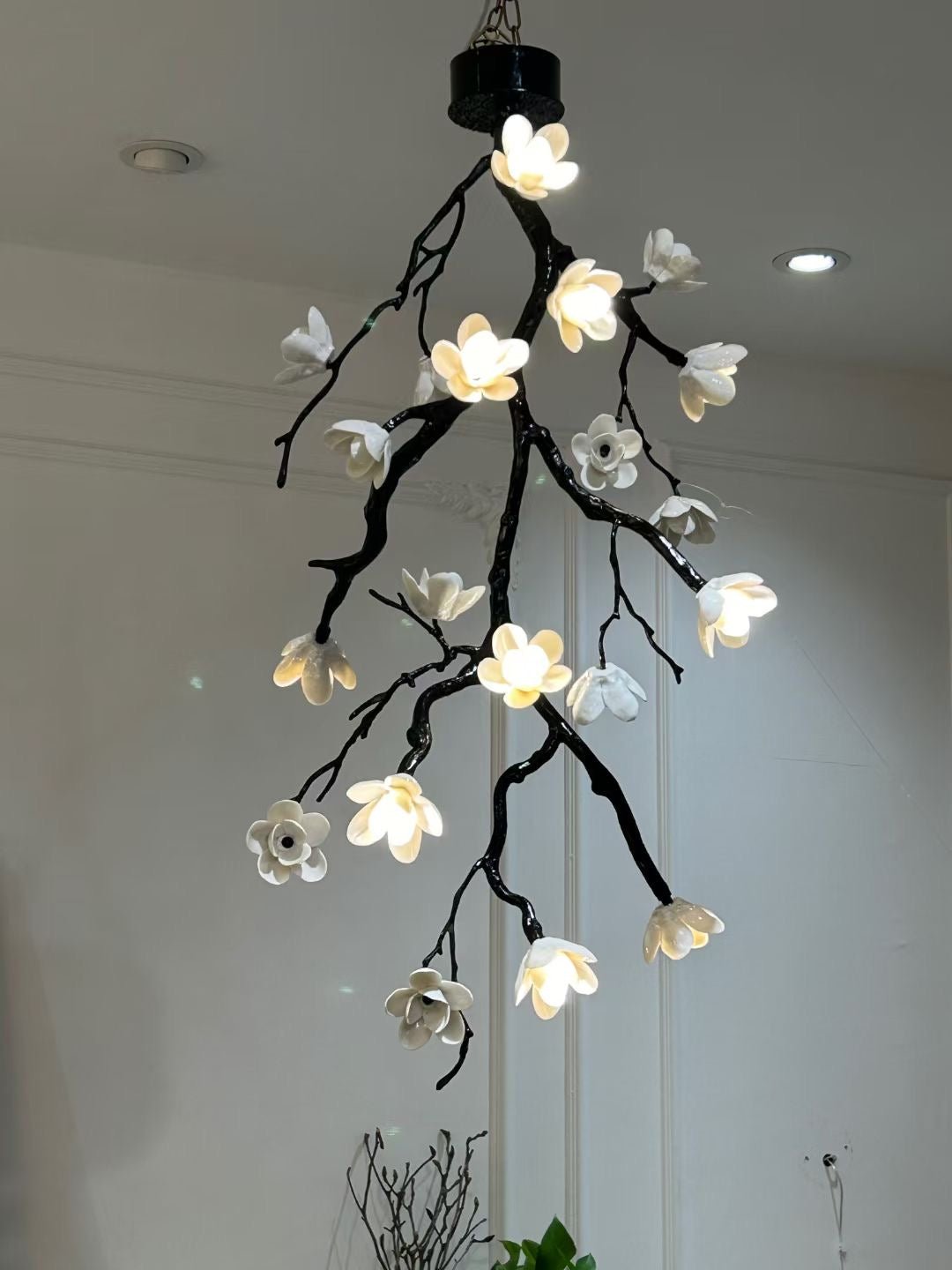 Lustra Lustre Noir Branche Fleur - Neutralighting