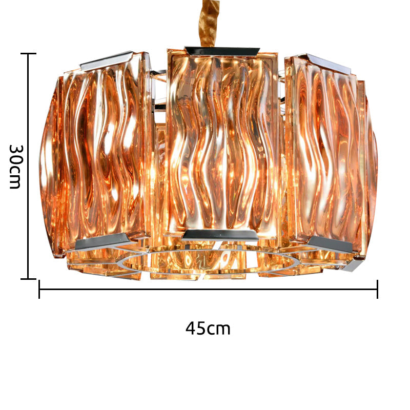 Kristy Lustre Rectangulaire Cristal, Métal/Cristal, Dégagé/Champagne, Salon - Neutralighting