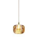 Thira Suspension Ronde Moderne. Métal/Verre. Ambre/Claire/Gris Fumé. Salon - Neutralighting