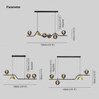 Ray Moderne LED Suspension Noir/Or Verre Salon/Chambre à Coucher - Neutralighting