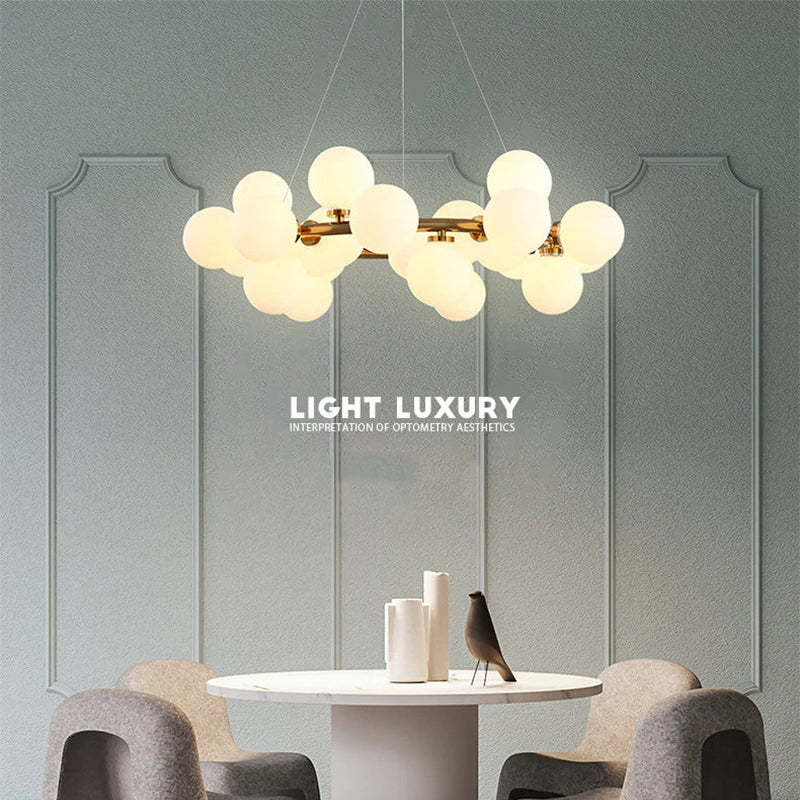 Valentina Lustre Rond Nordique, Métal/Verre, Doré/Noir/Cuivre, Salon - Neutralighting