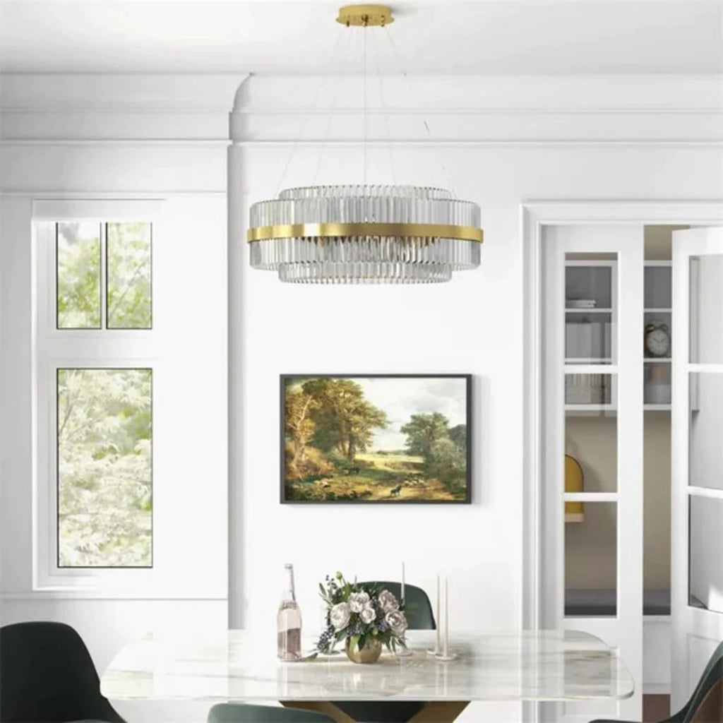 Kristy Design LED Luminaire Lustre Moderne Cristal Doré Salon - Neutralighting