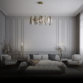 Kristy Design LED Lustre Verre/Métal Cristaux Dorés Salon/Chambre à Coucher - Neutralighting