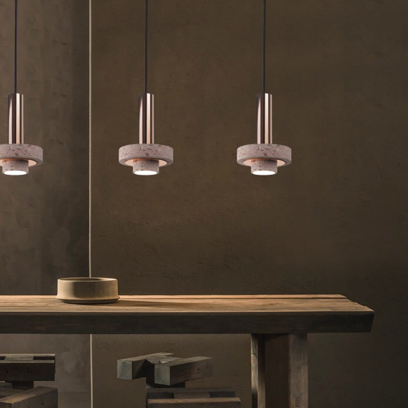 Aelith Suspension Cylindre Moderne Métal/Pierre Salle à Manger - Neutralighting