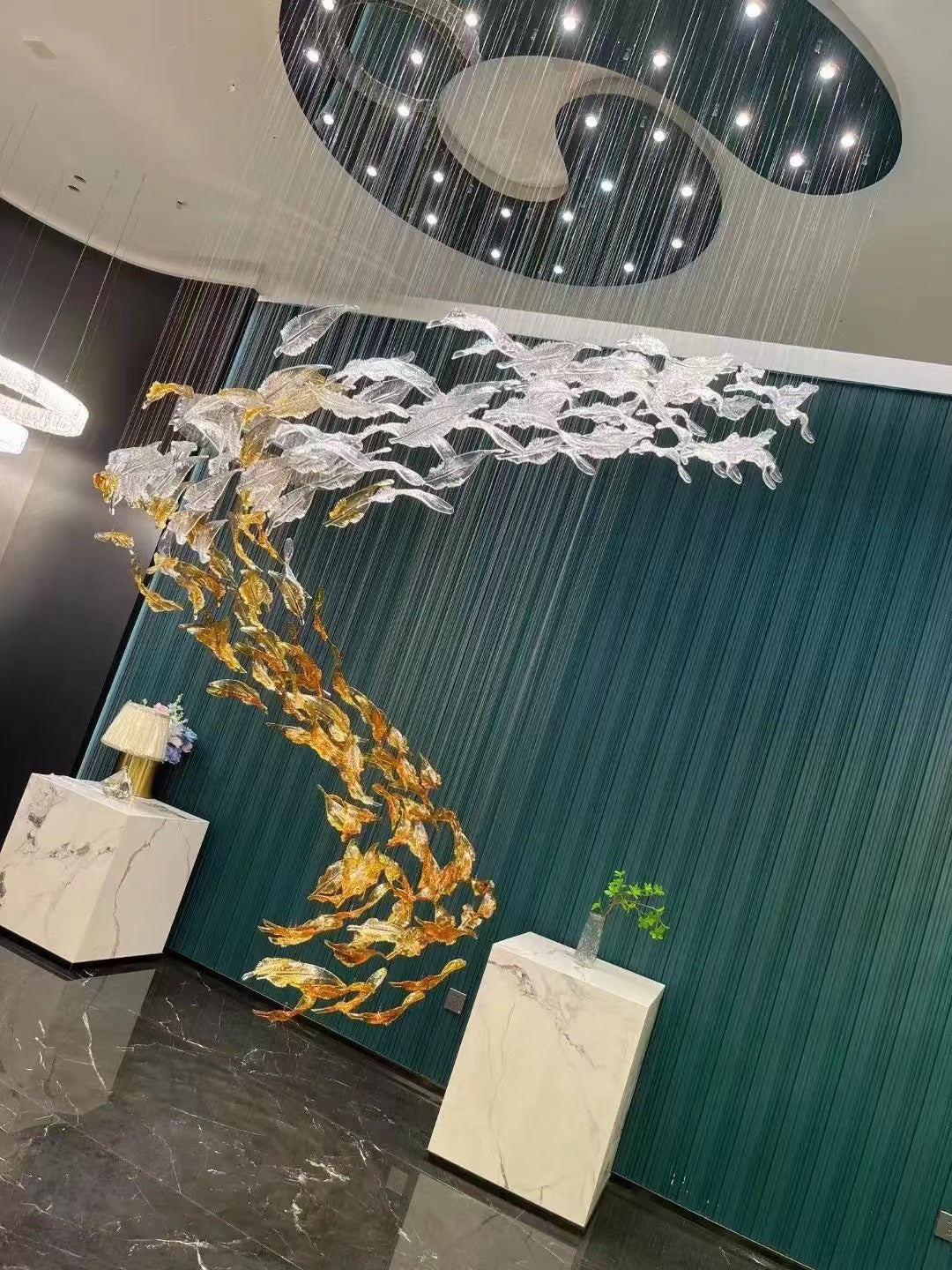 Aetherial Chandelier Feuille en Verre - Neutralighting