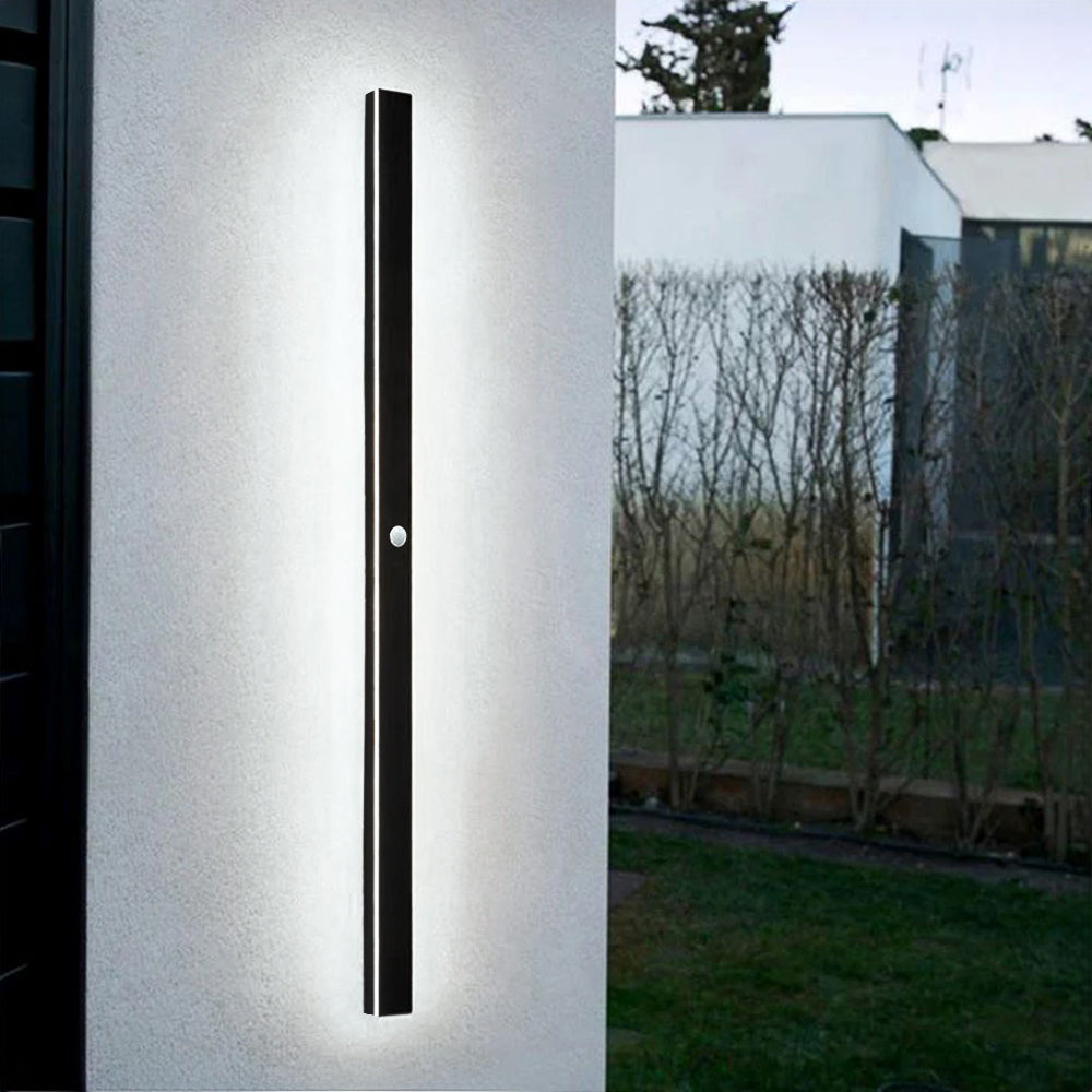 Elune Applique Murale Extérieur LED Étanche Minimaliste Métal Cour - 30 cm - Blanc avec détecteur de mouvement