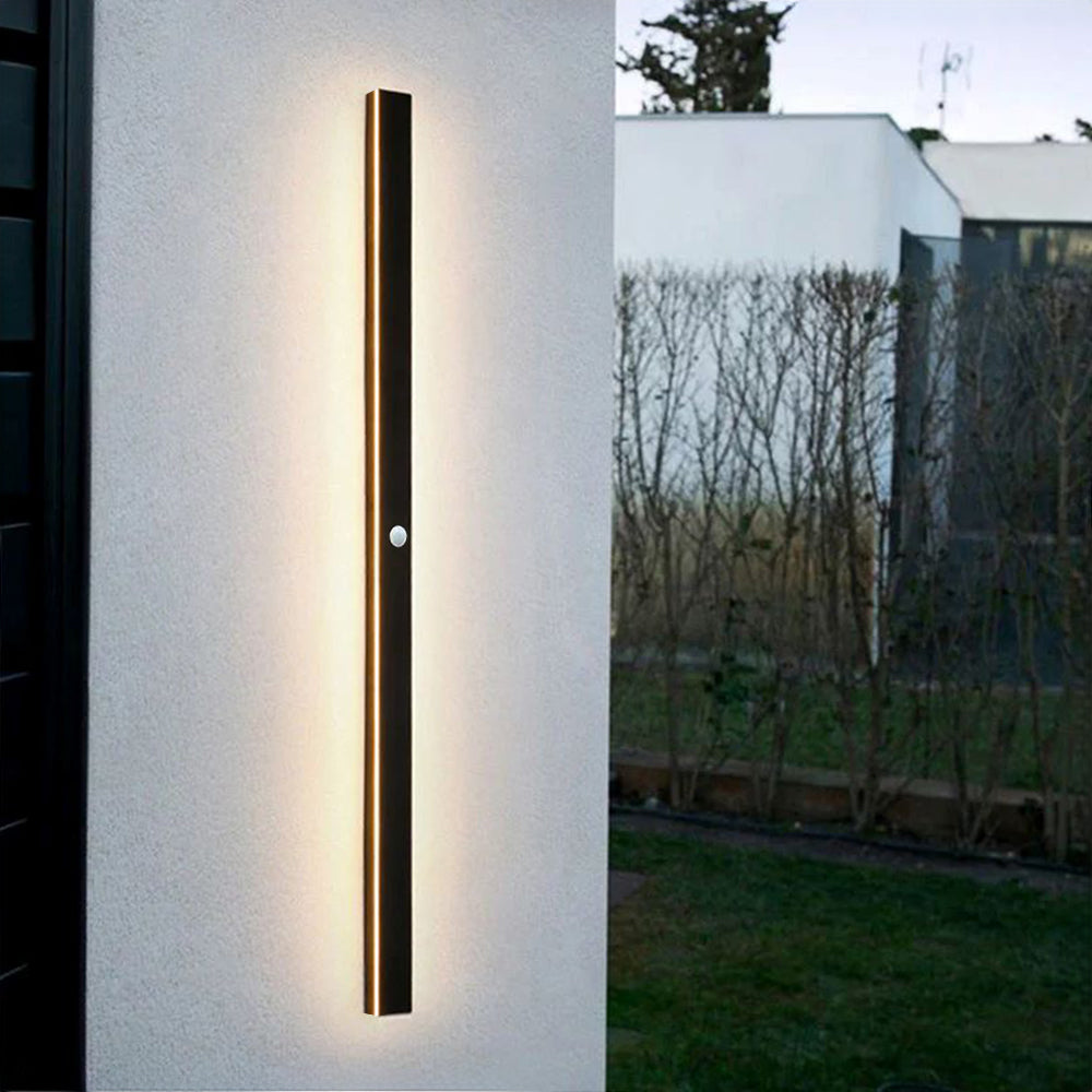 Elune Applique Murale Extérieur LED Étanche Minimaliste Métal Cour - 30 cm - Blanc chaud avec détecteur de mouvement