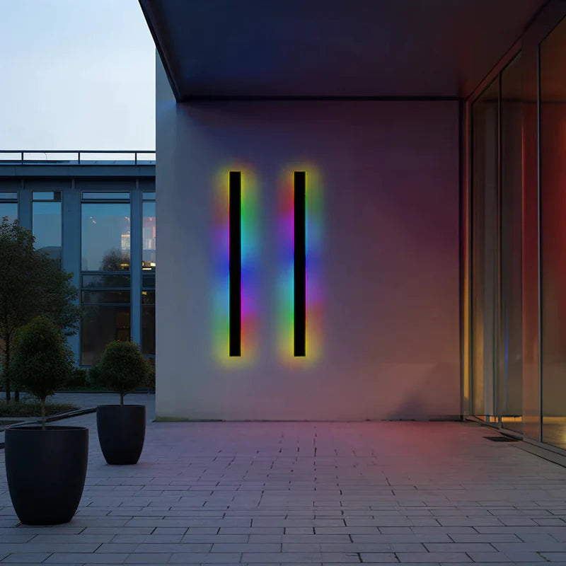 Elune Applique Murale Extérieur LED Étanche Minimaliste Métal Cour - 30 cm - RGB avec détecteur de mouvement
