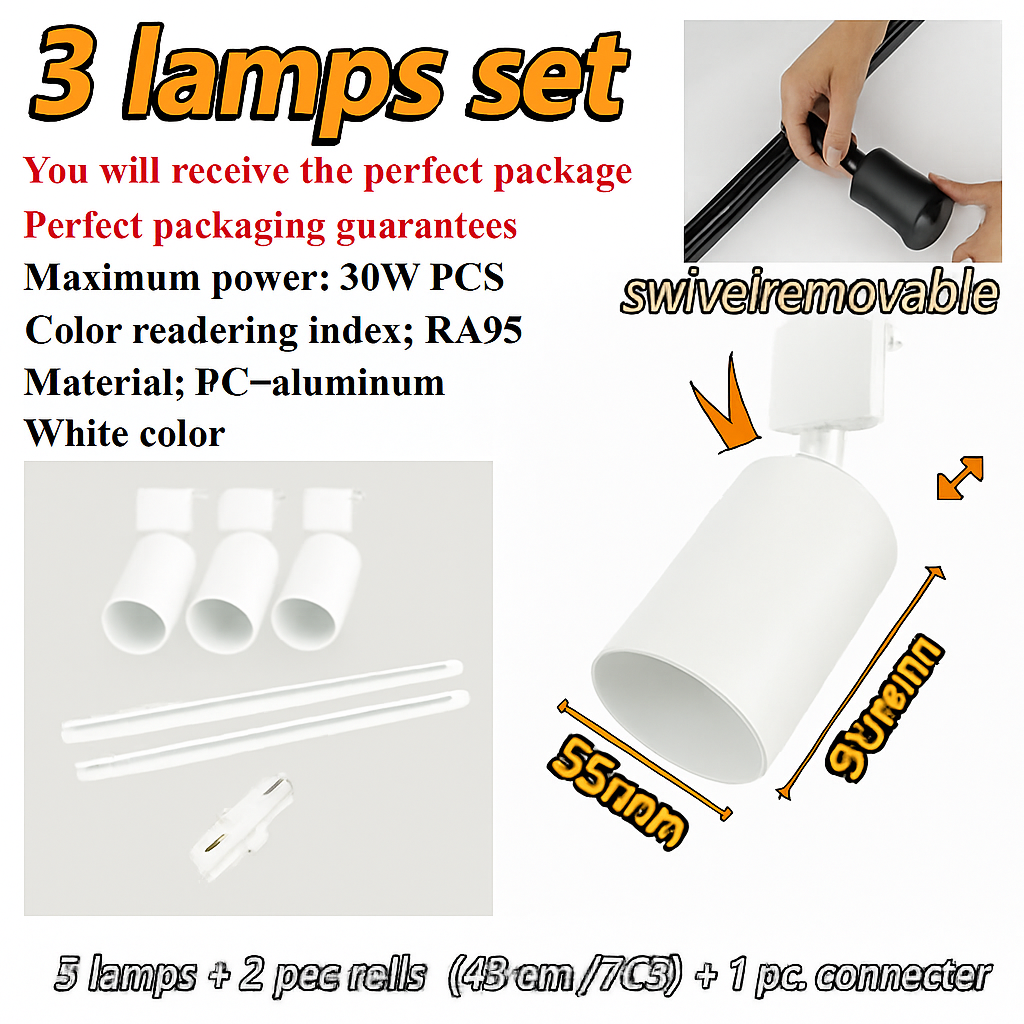 Luminaire — Ensemble d'éclairage sur rail dimmable pour maison intelligente