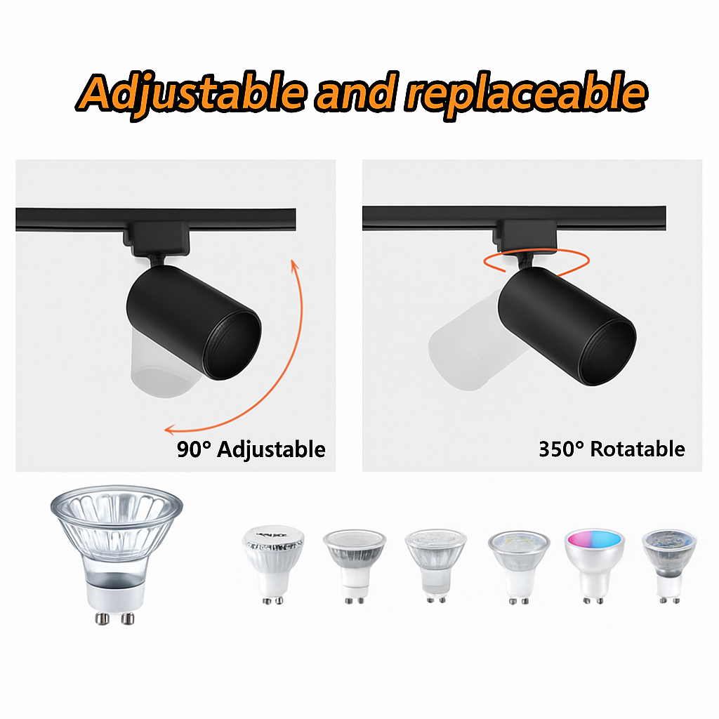 Luminaire — Ensemble d'éclairage sur rail dimmable pour maison intelligente