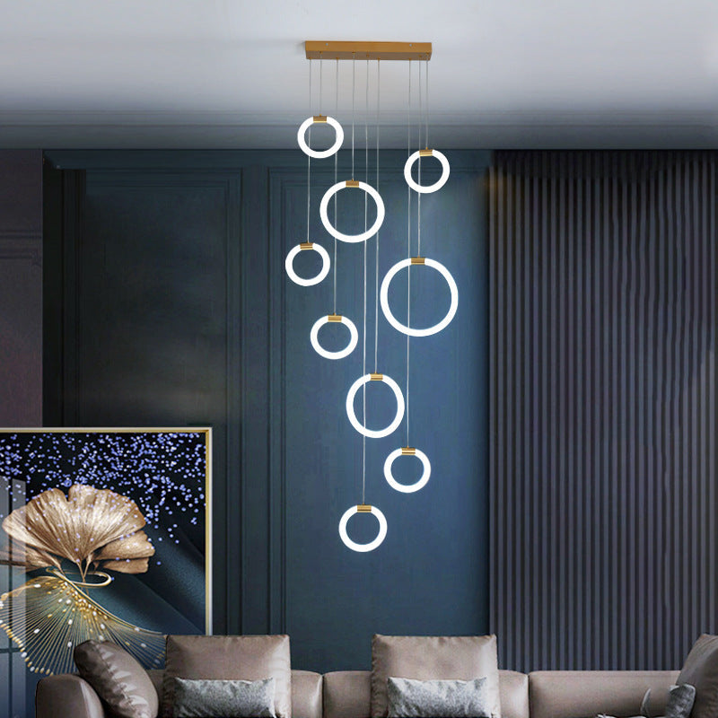 Valentina Luminaires Suspension LED Anneau Simple, Métal, Or, Salon - Neutralighting