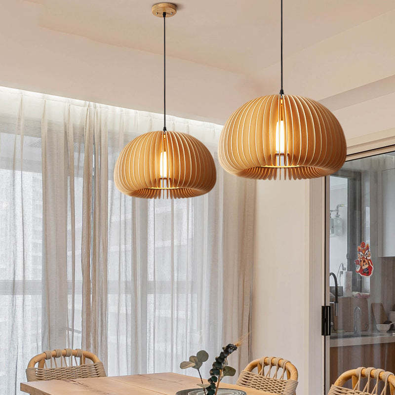 Muto Suspension Citrouille Rustique, Bois/Metal, Bois, Salon - Neutralighting