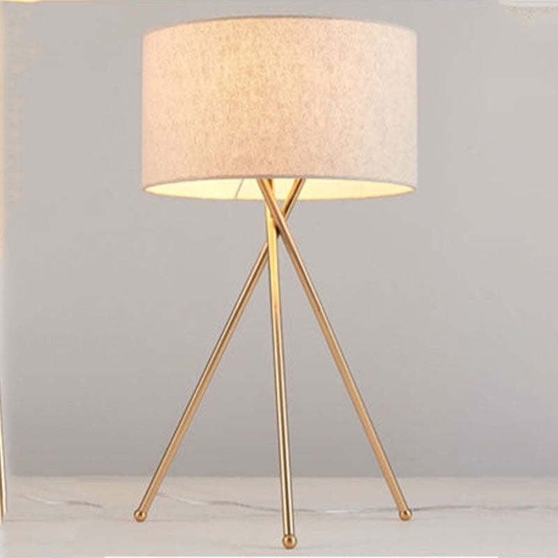 Mira Lampadaire/Lampe de Table Cylindre Moderne, Métal/Tissu, Blanc, Salon - Neutralighting