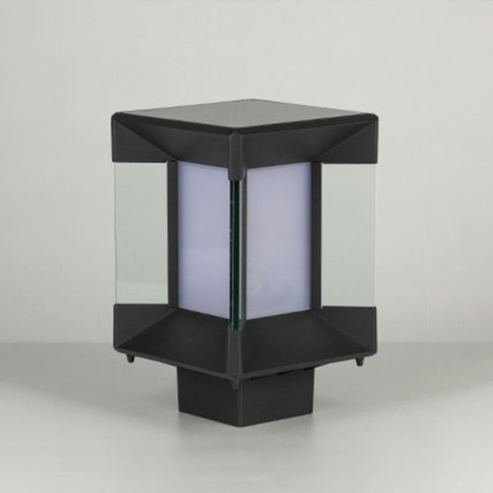 Ray Lampe de Poteau Rectangulaire Moderne, Métal/Verre, Noir/Or, Balcon - Neutralighting