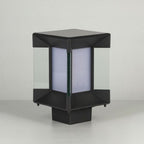 Ray Lampe de Poteau Rectangulaire Moderne, Métal/Verre, Noir/Or, Balcon - Neutralighting
