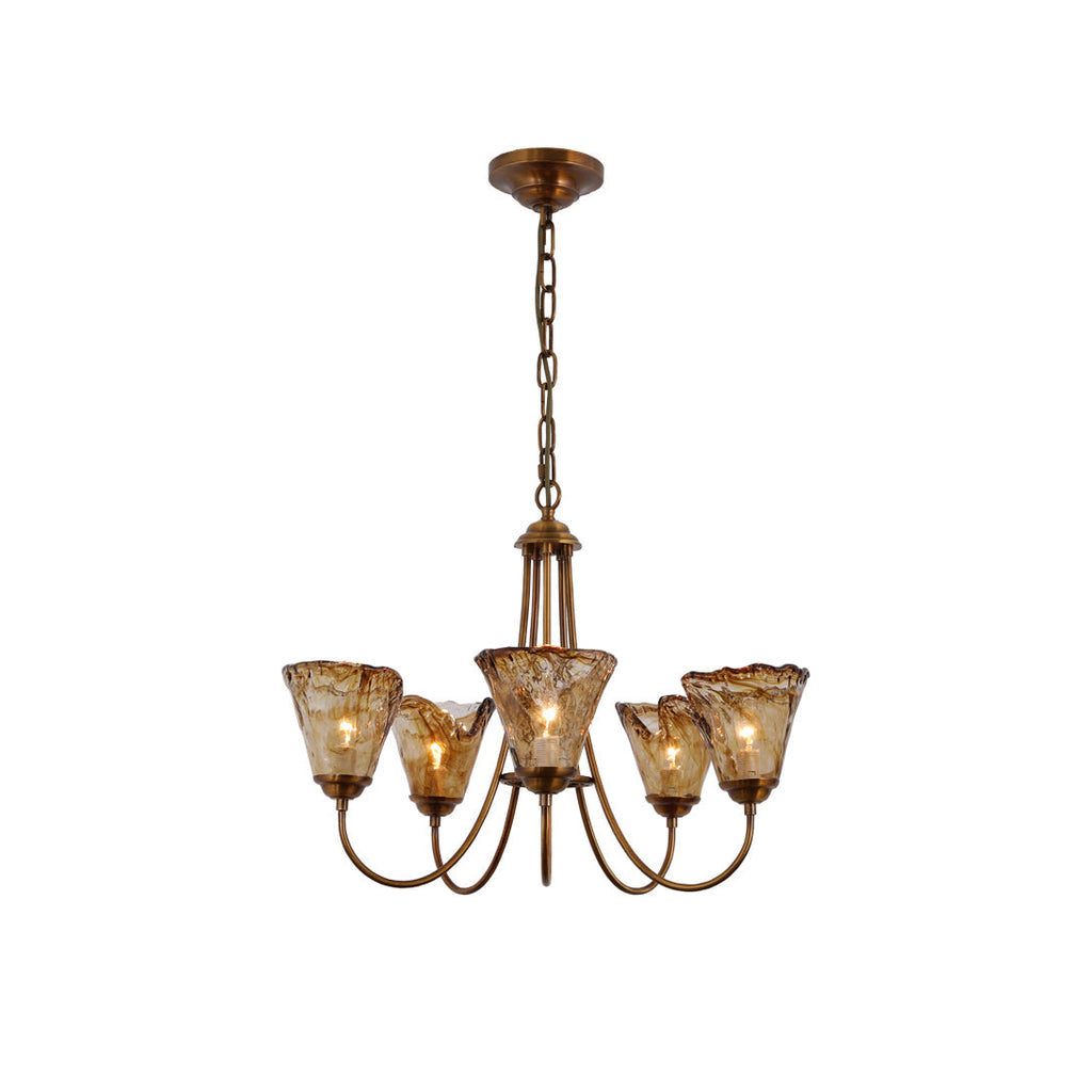 Ilsilis Lustre Métal Laiton Ambre Vintage Industriel - Neutralighting