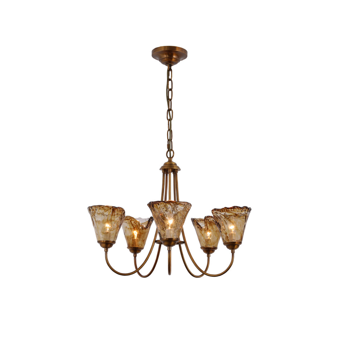 Ilsilis Lustre Métal Laiton Ambre Vintage Industriel - Neutralighting