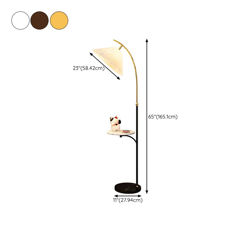 Muto Lampadaire Avec Table Parapluie Moderne LED Abat Jour Blanc Métal Tissu Chambre à Coucher/Salon - Neutralighting