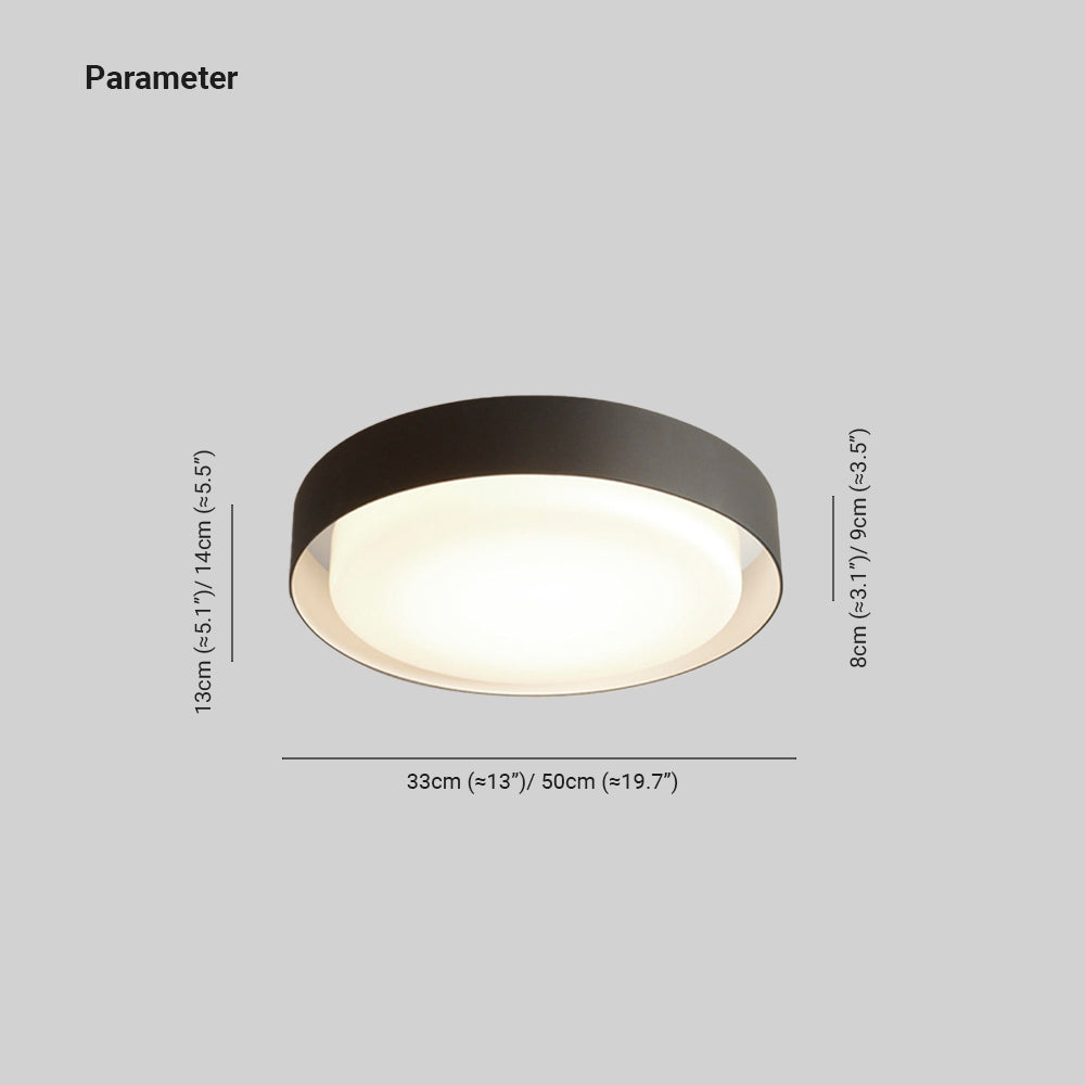 Ray Ronde Moderne LED Plafonnier Noir Métal/Acrylique Extérieur - Neutralighting