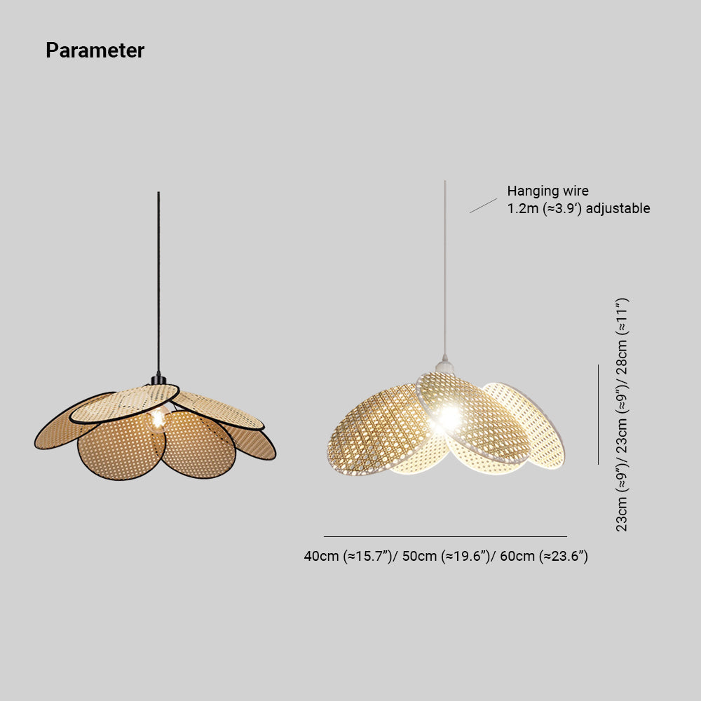 Ritta Suspension Fleur Moderne, Métal/Rotin, Noir/Blanc, Salon - Neutralighting