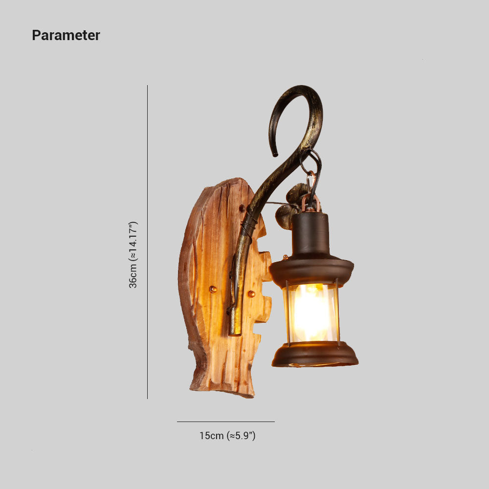 Epoch Applique Murale en Forme de Poisson et Lantern, Bois et Métal - Neutralighting