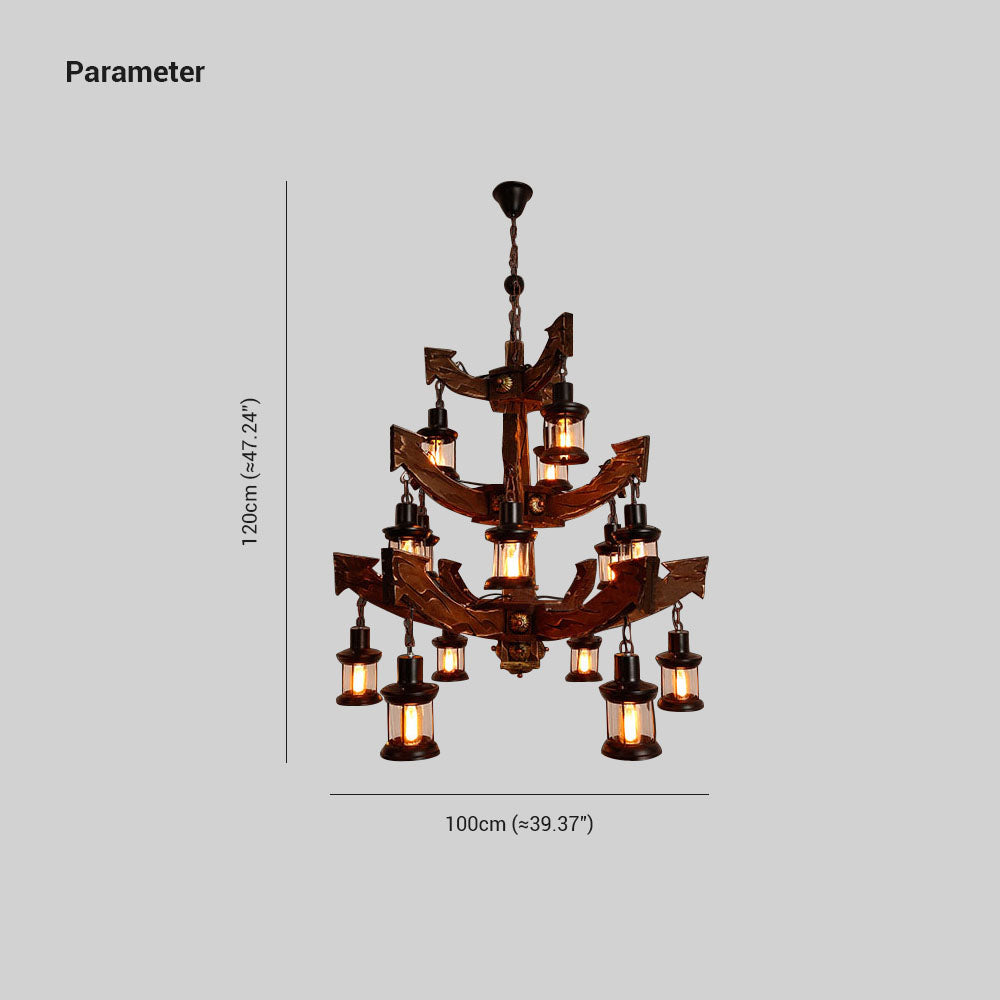 Epoch Lustre Vintage, Metal/Bois, Marron, Salon - Neutralighting