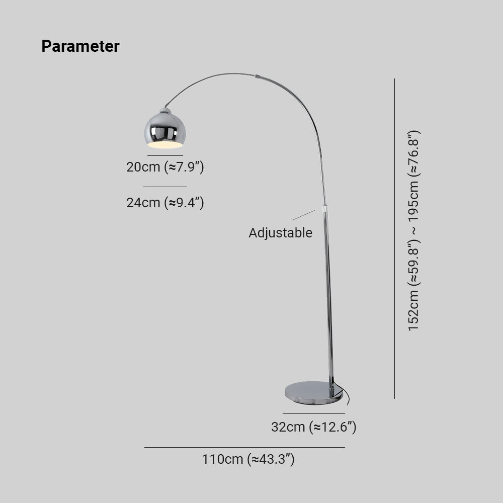 Mira Design Lampadaire Canne à Pêche Simple Argent Métal/Verre Chrome Salon Grande - Neutralighting
