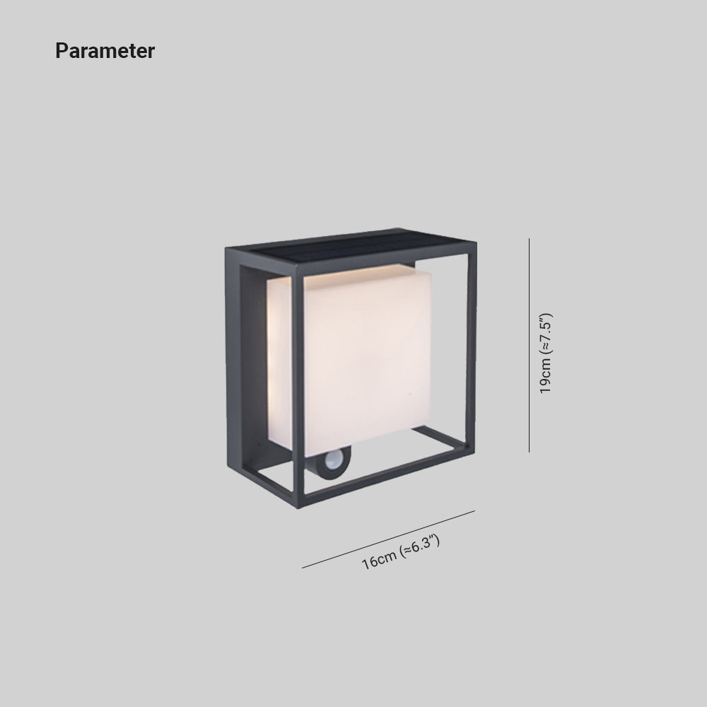Ray Applique Murale Moderne Rectangulaire Solaire, Acrylique, Noir, Extérieur - Neutralighting