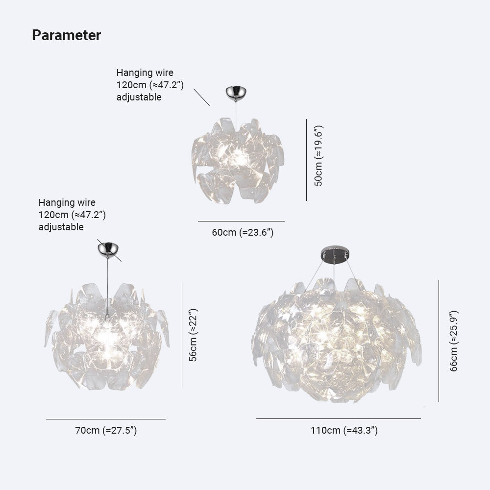 Arisha Suspension Globe Moderne, Metal/PVC, Transparent, Chambre - Neutralighting